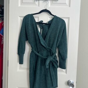 Chic Forest Green Wrap Dress